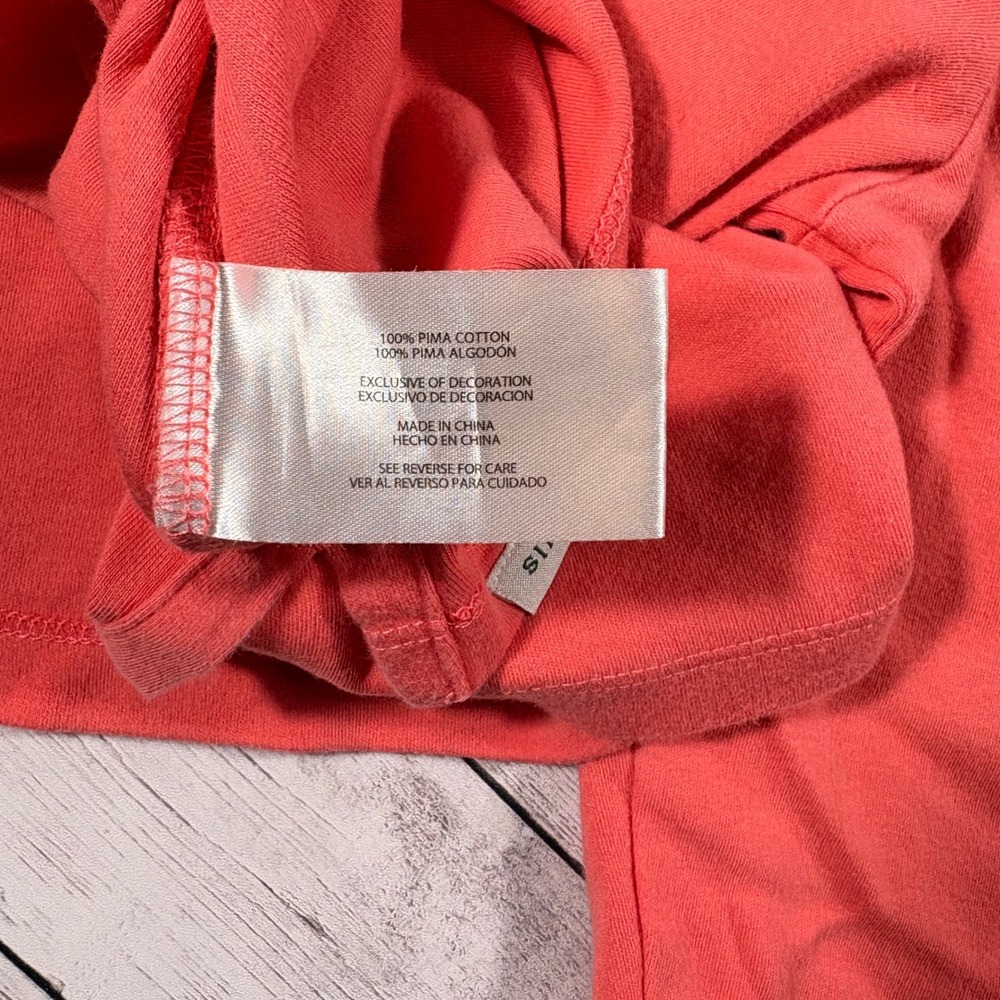 Orvis Classic Collection Coral Pink Pima Cotton 3/4 Sleeve V-Neck Top Large - Picture 8 of 16